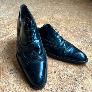 Zara Point Toe Black Wingtip Shoes
